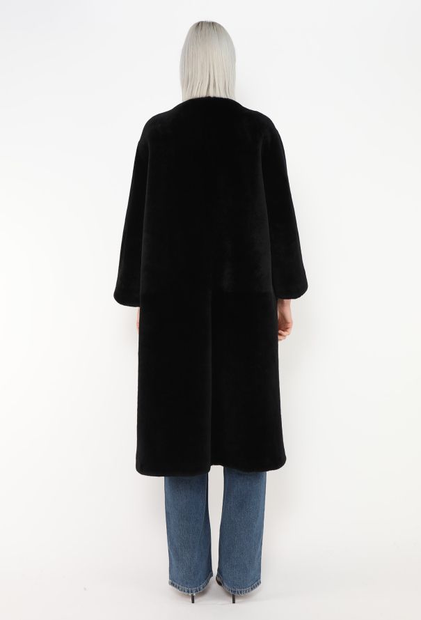 Givenchy Collarless Belted Shearling Coat - 6