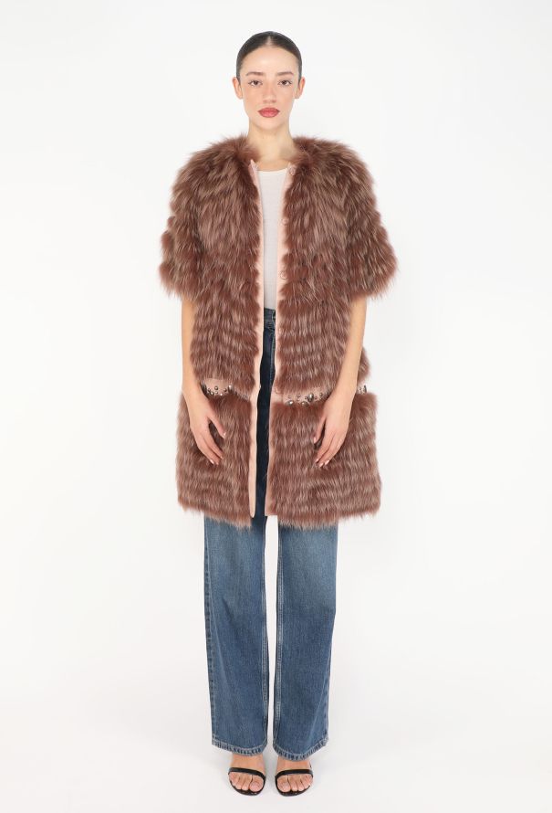 Dior Fox Fur Embellished Belted Coat - 5