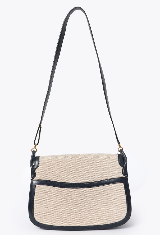 Hermès RARE '70s Toile H & Navy Box Malle Poste Bag - 5