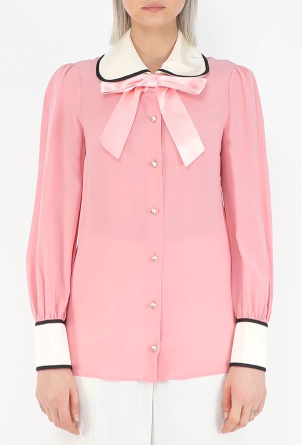 Gucci 2017 Claudine Crêpe de Chine Blouse - 1