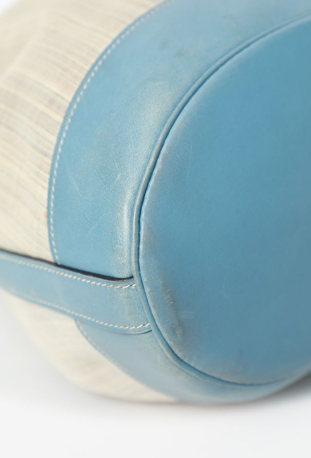 Hermès '90s Toile Rayée & Bleu Jean Box Market Bag GM - 7