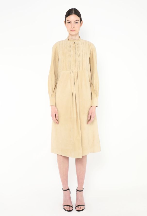 Hermès 2019 Pleated Suede Smock Dress - 1