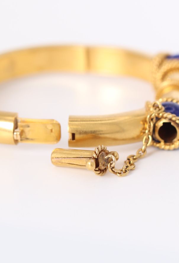 Vintage Fine Jewelry Antique 18k Yellow Gold & Lapis Lazuli Bangle - 6 Vintage Fine Jewelry Antique 18k Yellow Gold & Lapis Lazuli Bangle - 6