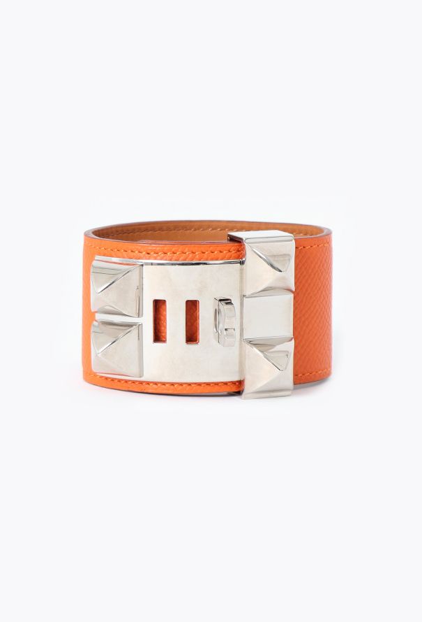 Hermès Courchevel Orange H Médor Cuff - 1