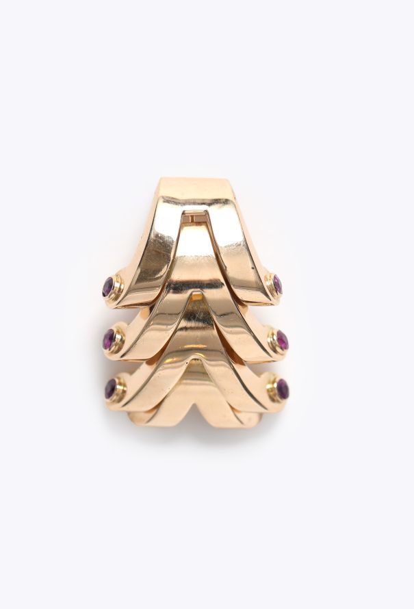 Boucheron 1940s 18K Rose Gold & Ruby Clip Brooch - 4