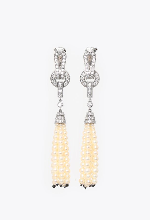 Cartier Agrafe Diamond and Pearl Earrings - 1