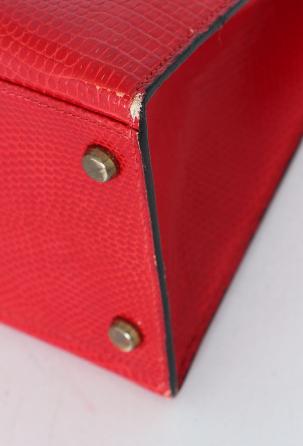 Hermès '80s Red Varanus Salvator Lizard Kelly Sellier 32 - 8