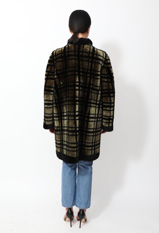 Dior Vintage Checkered Fur Coat - 4