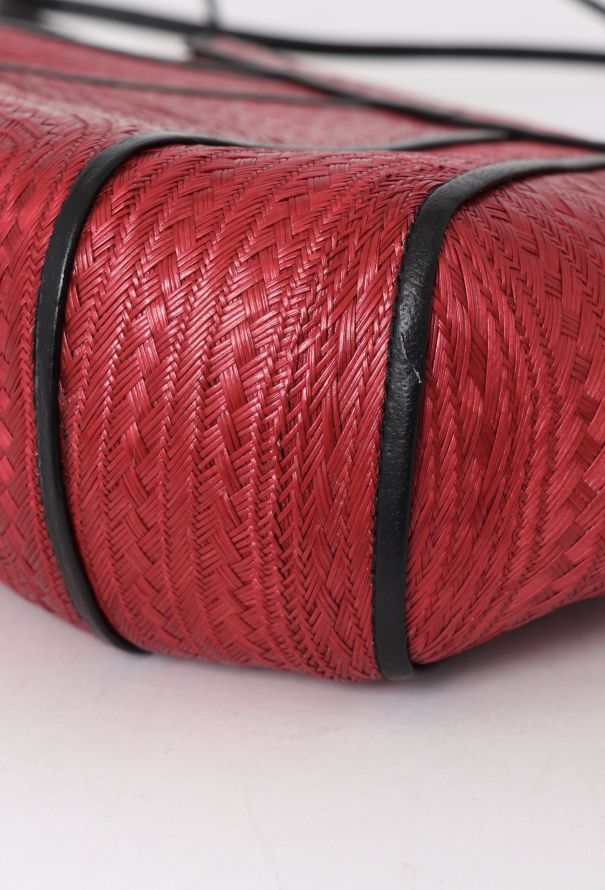 Saint Laurent Vintage Red Raffia Bag - 7