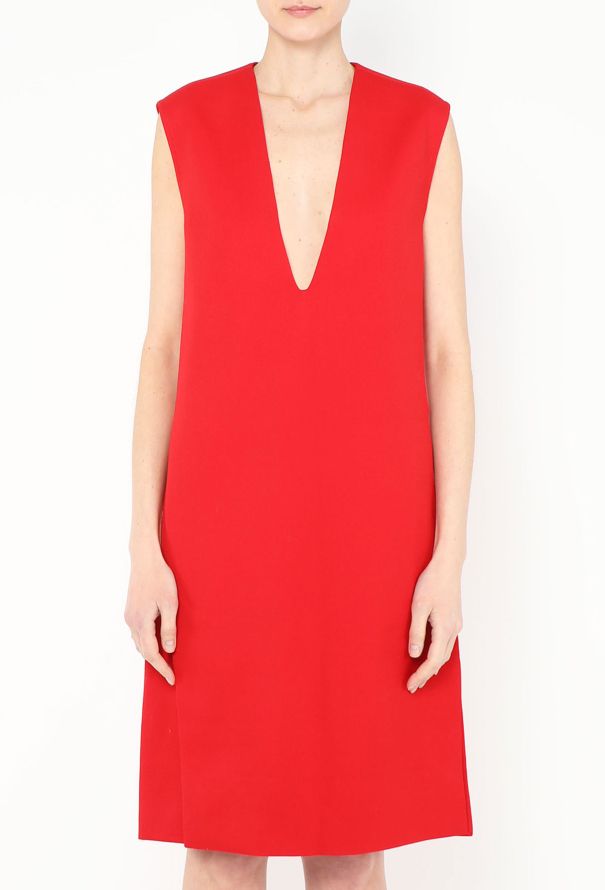 Céline Plunging Twill Shift Dress - 2 Céline Plunging Twill Shift Dress - 2