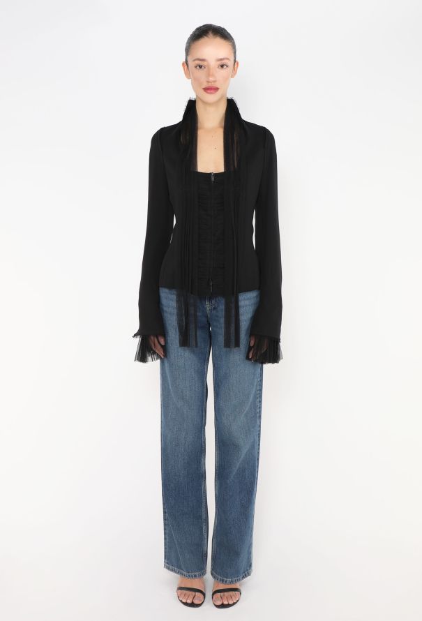 Saint Laurent Tom Ford 2002 Tulle Trim Top - 3