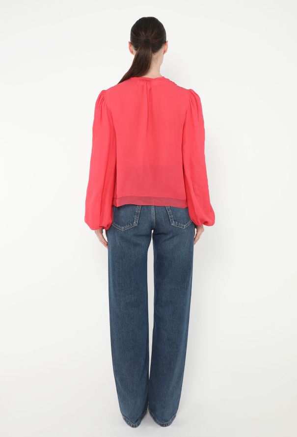 Balenciaga 2003 Plunging Georgette Blouse - 3