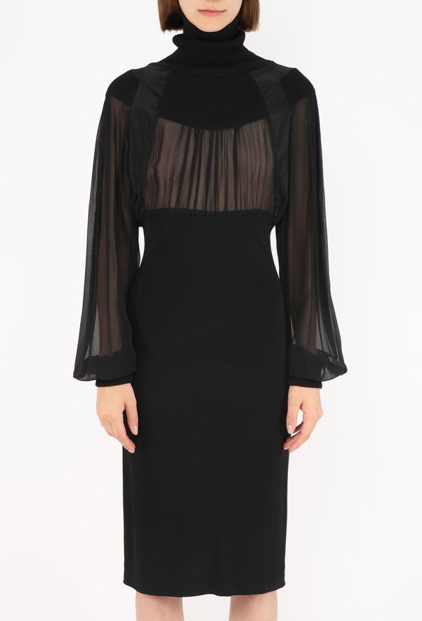 Gianfranco Ferré Chiffon Ribbed Dress, 1990s - 3