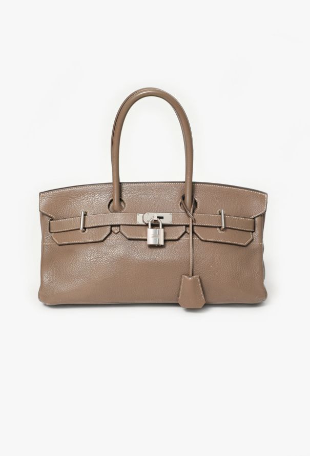 Hermès RARE JPG Étoupe Clémence Shoulder Birkin 42 - 1