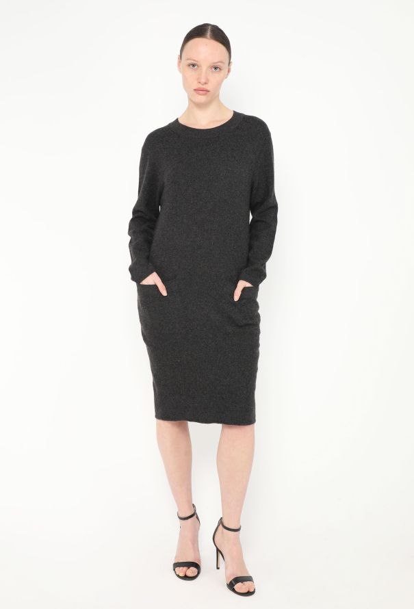 Chanel Anthracite Cashmere Knit Dress - 2