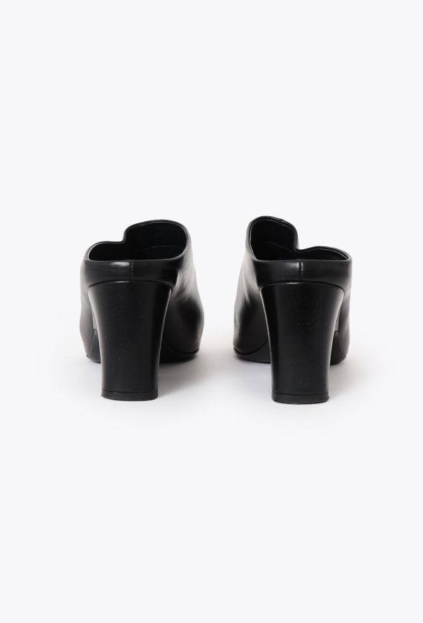Céline Sculpted Heel Leather Mules - 4 Céline Sculpted Heel Leather Mules - 4