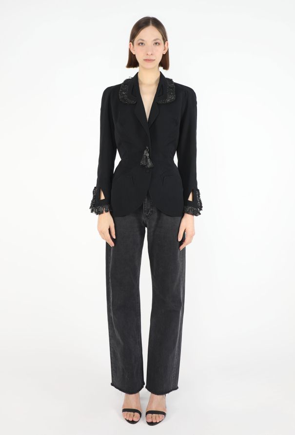 Thierry Mugler Collector 1995 Raffia Sculpted Blazer - 2