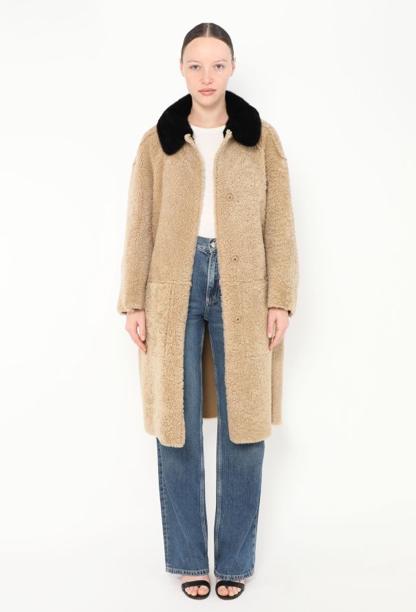 Prada 2018 Shearling Fur Collar Coat - 5