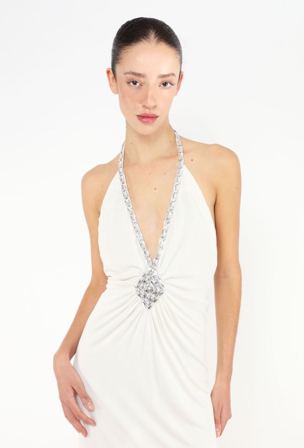 Azzaro Strass Trim Jersey Halter Gown - 2