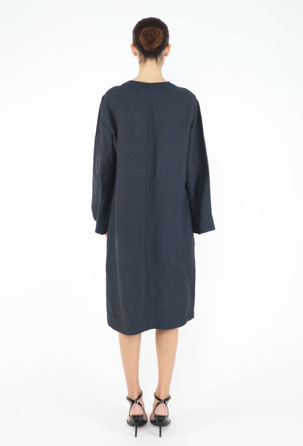 Céline Linen Collarless Tunic Dress - 3