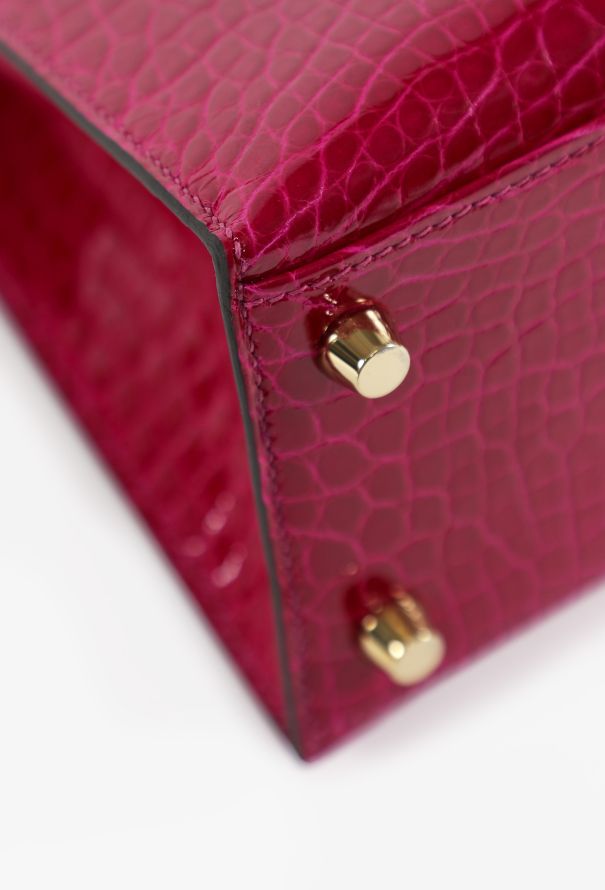 Hermès Exceptional Rose Pourprè Alligator Kelly Sellier 25 - 11