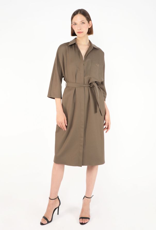 Hermès Twill Belted Shirt Dress - 1