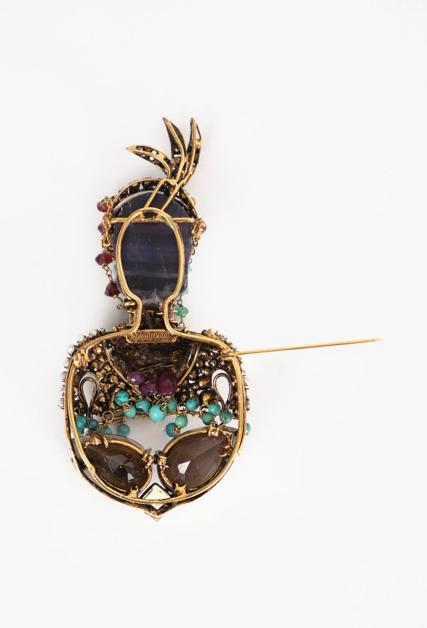 Iradj Moini Encrusted Glass Brooch, 1990s - 5