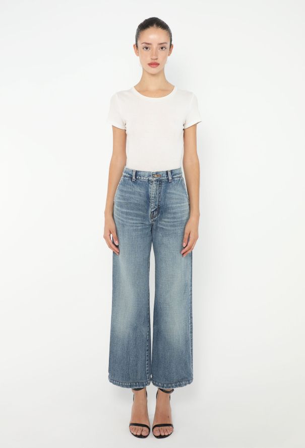 Saint Laurent 2022 Washed Wide-Leg Jeans - 1