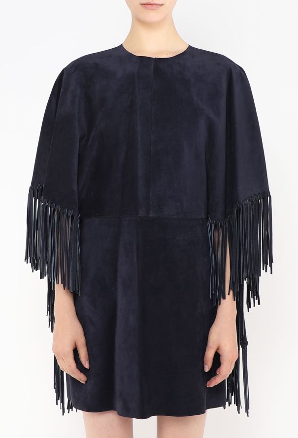 Valentino S/S 2014 Suede Fringe Cape Dress - 5
