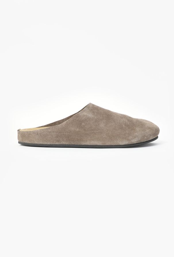The Row Taupe Suede Hugo Mules - 1