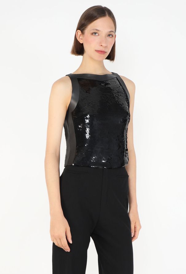 Gucci Tom Ford 1999 Sequin Leather Trim Top - 1