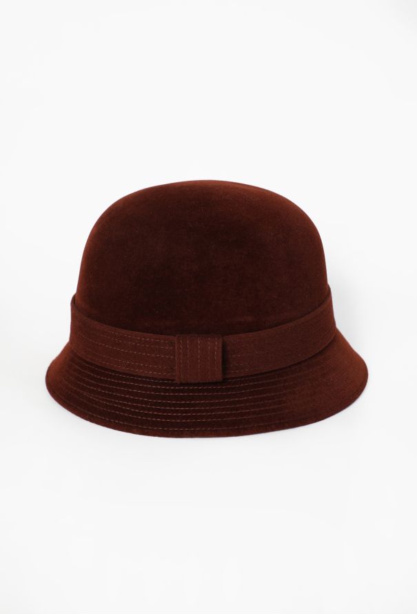 Hermès Burgundy Felted Cloche Hat - 3