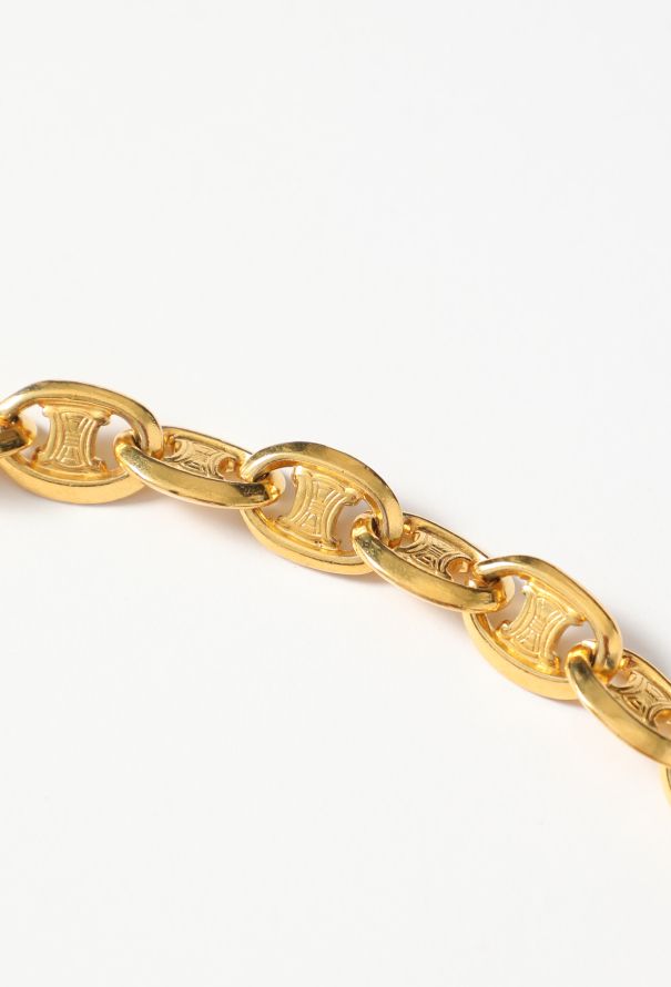 Céline 1991 Embossed Triomphe Chainlink Belt - 3 Céline 1991 Embossed Triomphe Chainlink Belt - 3