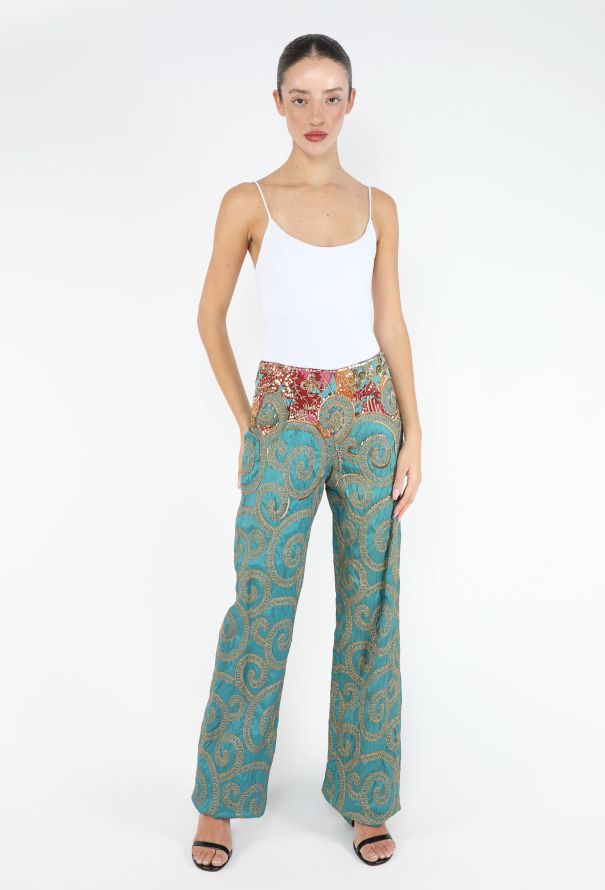 Gianfranco Ferré Hand-Embroidered Dupion Pants - 3