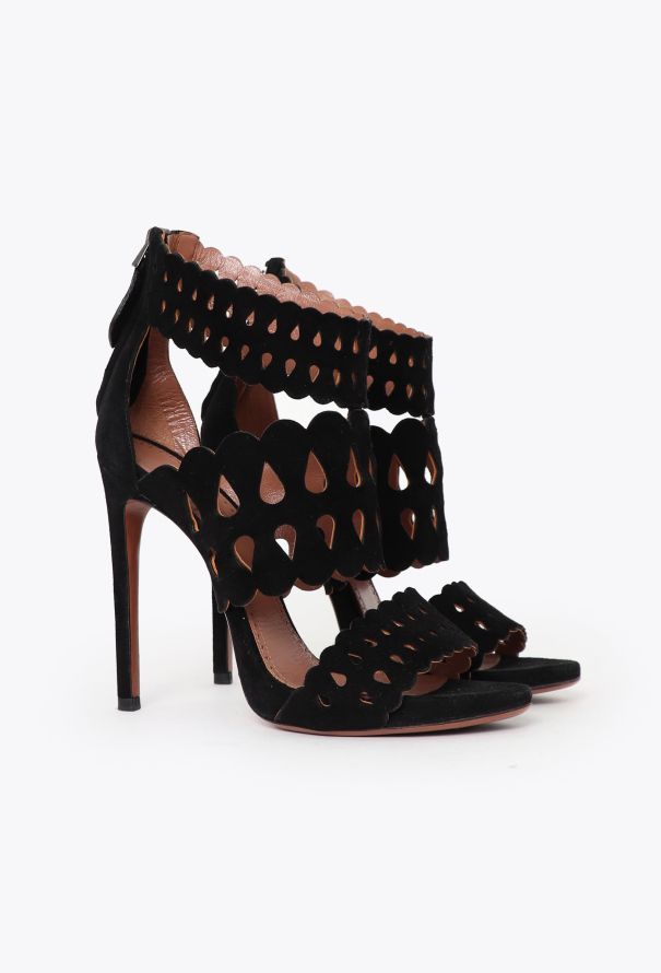 Alaïa S/S 2014 Suede Laser-Cut Sandals - 3