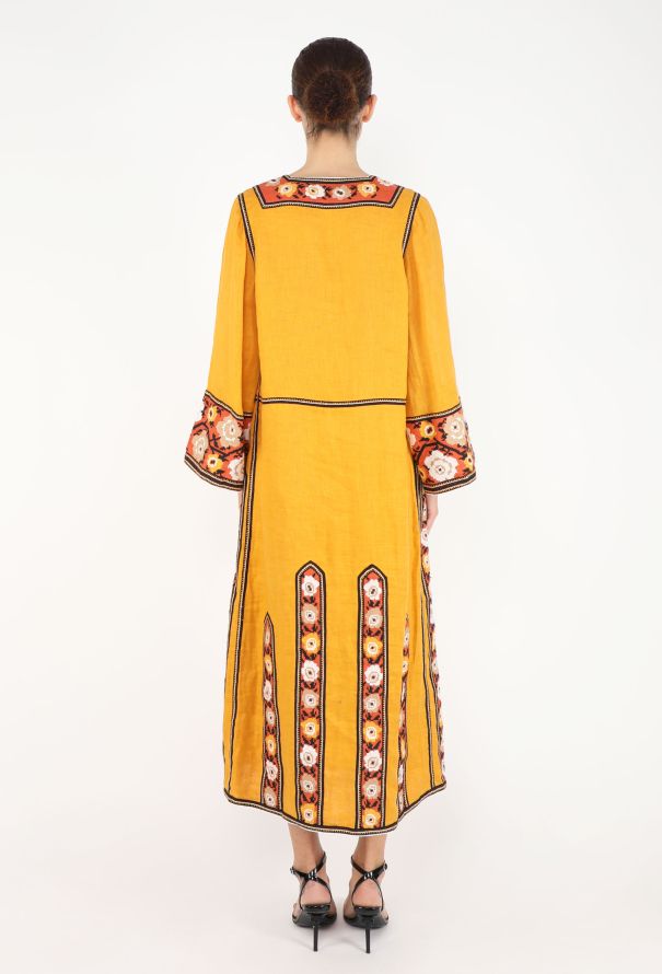 Vita Kin Embroidered Ukranian Linen Kaftan - 4