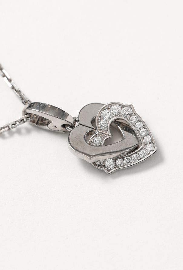 Cartier 18k White Gold & Diamond Double Heart Necklace - 3 Cartier 18k White Gold & Diamond Double Heart Necklace - 3
