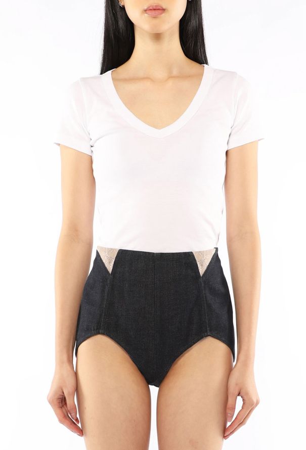 Jean Paul Gaultier Denim Jacquard Shorts, Early 2000s - 2