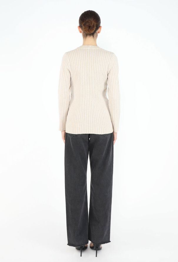 Hermès '70s Tonal Ribbed Cardigan - 4