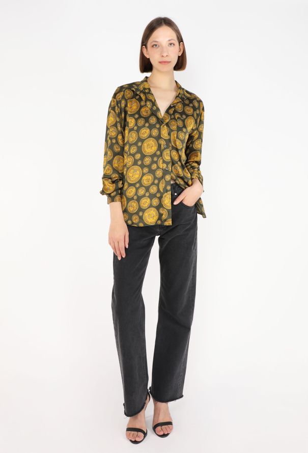 Chanel Coin Print Silk Blouse, 1980s - 3