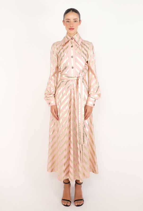 Jean Varon Chevron Lamé Dress, 1970s - 1