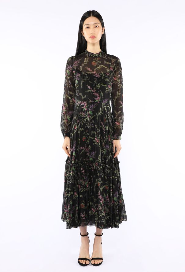 Dior Floral Silk Chiffon Dress - 1