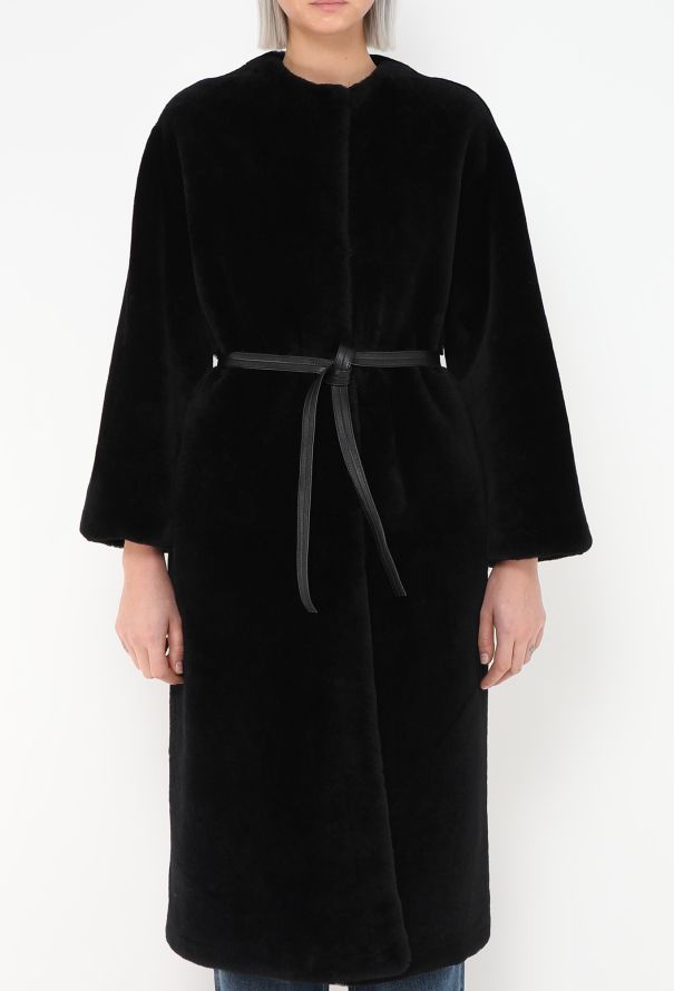 Givenchy Collarless Belted Shearling Coat - 4