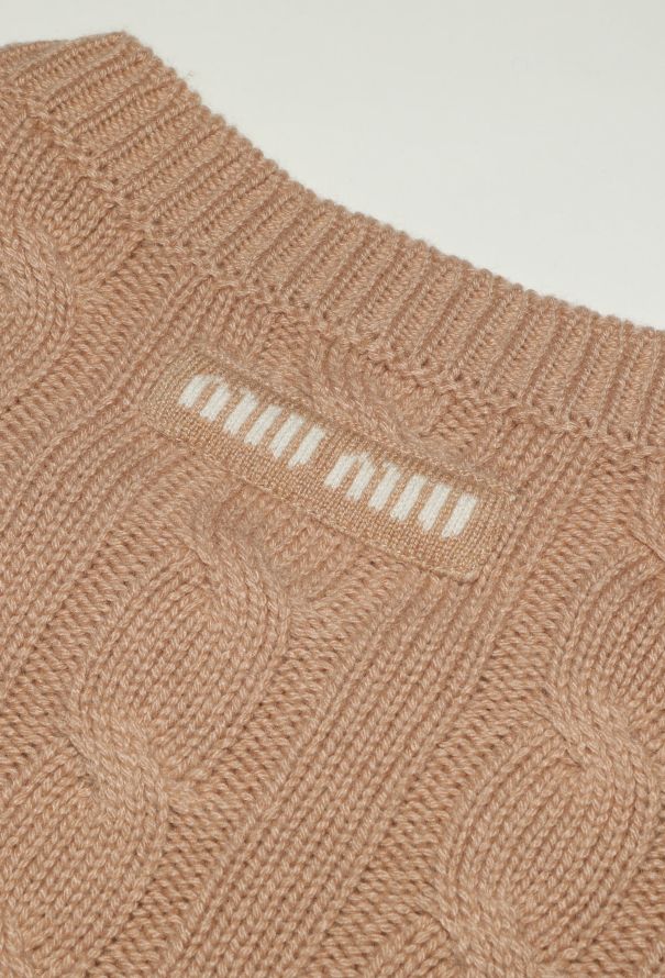 Miu Miu S/S 2022 Cropped Cashmere Cable-Knit Sweater - 6