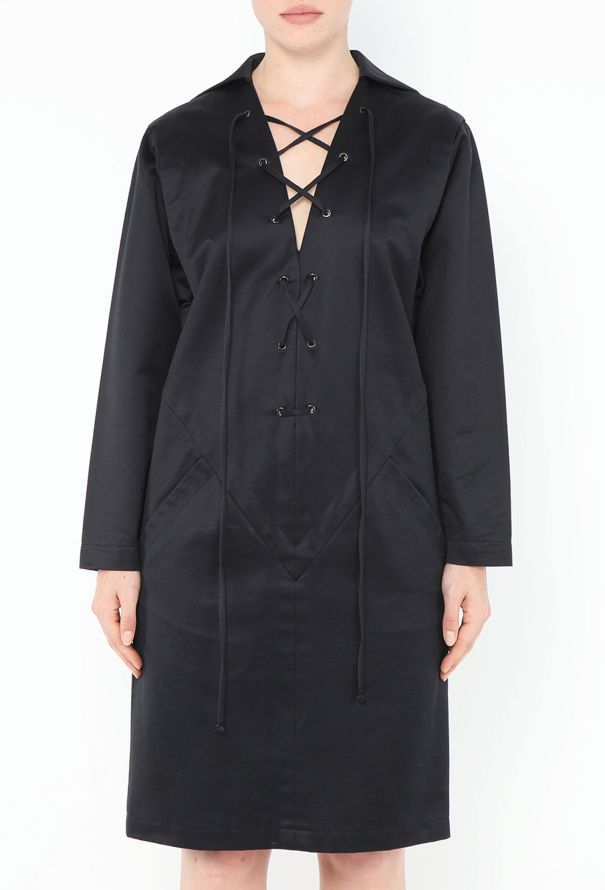 Saint Laurent Rare S/S 1991 Lace-Up Safari Dress - 3