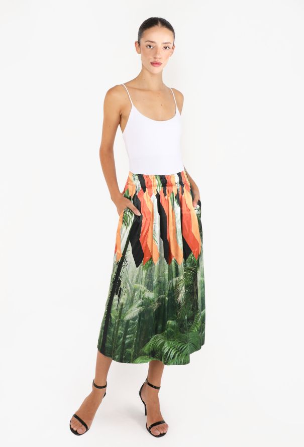 Dries Van Noten Tropical Print Charmeuse Skirt - 3