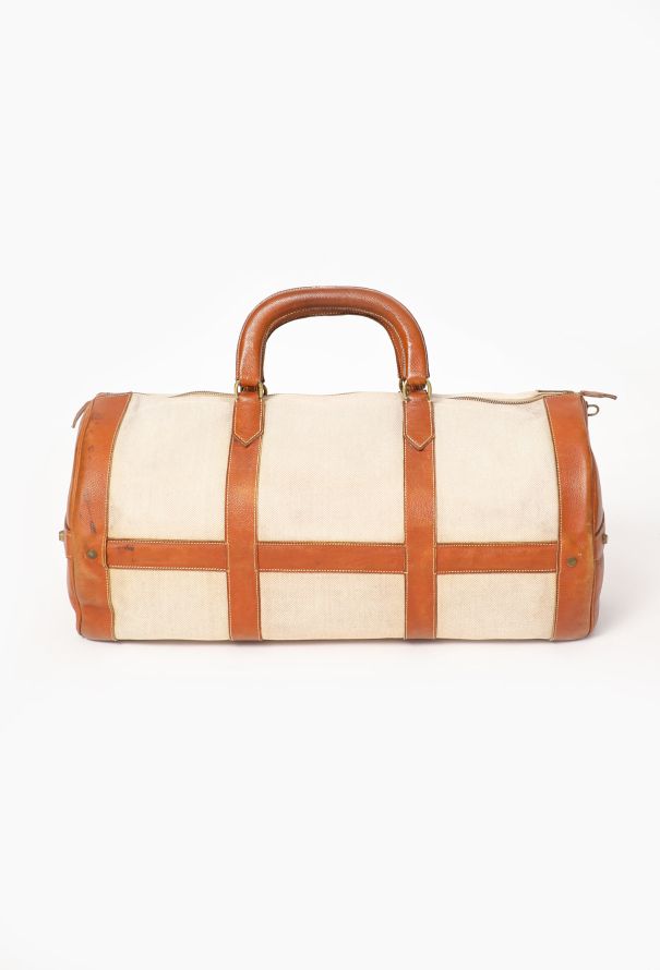 Hermès 1970s Toile H & Calfskin RD Travel Bag - 1