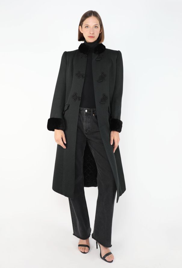 Valentino Vintage Fur Trim Toggle Coat - 2