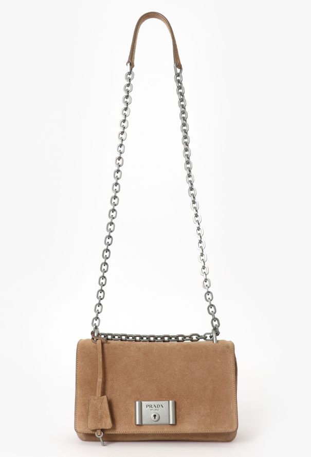 Prada Brown Suede Shoulder Bag - 1