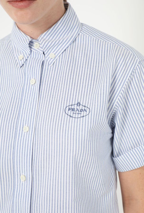 Prada 2022 Pinstripe Emblem Shirt - 5